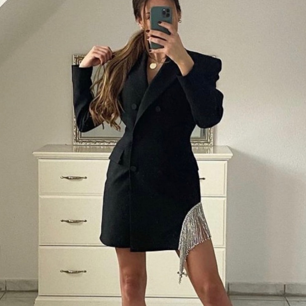 Zara limited edition blazer dress jewel trim - Picture 15 of 16